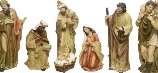Decoris Kerststallen>Kerstgroep Poly H30 Cm Ntrl/Goud 7St