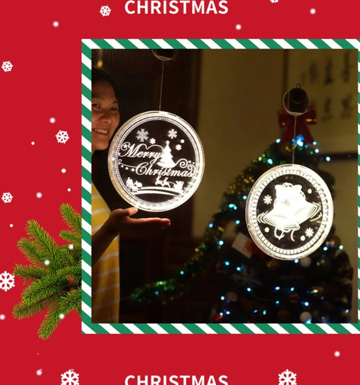 PomBoo Kersthanger>Kersthanger - 3D Kersthanger - Kersthanger Met Led Verlichting - Merry Christmas - Op Batterij