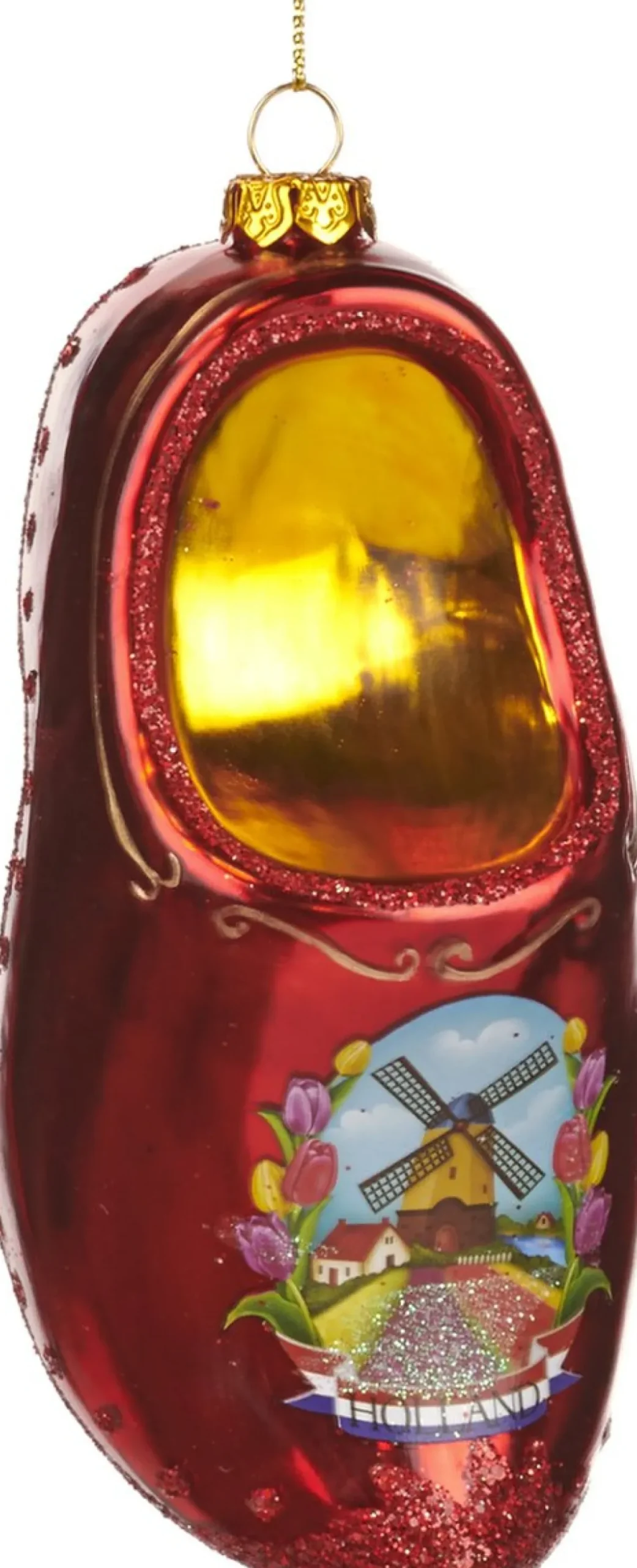 Goodwill Kersthanger>Kersthanger Hollandse Rode Klomp Met Molen En Tulpen - Van Het Merk