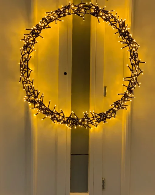 Generic Kerstkrans - 300 Led - O39 Cm - Warmwit - M - Kersthanger - Lichtkrans - Kerstdecoratie - Kerstversiering - Kerst Flash Sale