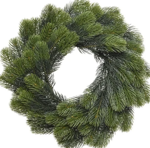 Merkloos Kerstkransen>Kerstkrans 50 Cm - Groen - Met Zwarte Hanger/Ophanghaak - Kerstversiering
