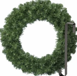 Merkloos Kerstkransen>Kerstkrans 60 Cm - Groen - Met Zwarte Hanger/Ophanghaak - Kerstversiering