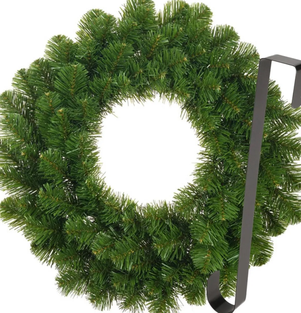 Merkloos Kerstkransen>Kerstkrans 45 Cm - Groen - Met Zwarte Hanger/Ophanghaak - Kerstversiering