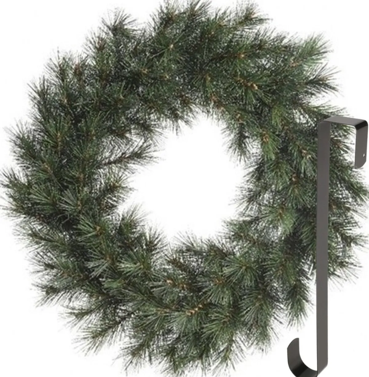 Merkloos Kerstkransen>Kerstkrans 60 Cm - Groen - Met Zwarte Hanger/Ophanghaak - Kerstversiering