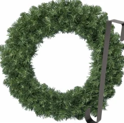 Merkloos Kerstkransen>Kerstkrans 50 Cm - Groen - Met Zwarte Hanger/Ophanghaak - Kerstversiering