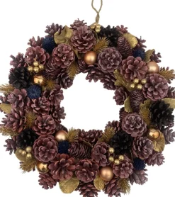 WDMT Kerstkransen></noscript>Kerstkrans - Gold Berry | O 40 Cm | Decoratieve En Goed Gevulde Kerstkans Gemaakt Van Natuurlijke Materialen | Samengesteld Met Rode En Gouden Details | Goud