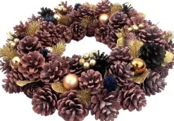 WDMT Kerstkransen></noscript>Kerstkrans - Gold Berry | O 40 Cm | Decoratieve En Goed Gevulde Kerstkans Gemaakt Van Natuurlijke Materialen | Samengesteld Met Rode En Gouden Details | Goud