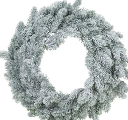 Merkloos Kerstkransen>Kerstkrans - Groen Met Sneeuw - D46 Cm - Incl. Verlichting Gekleurd