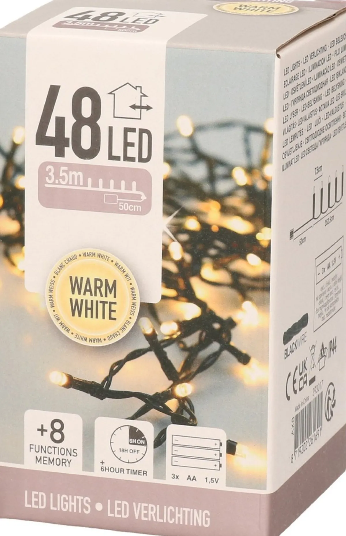 Merkloos Kerstkransen>Kerstkrans - Groen Met Sneeuw - D36 Cm - Incl. Verlichting Warm Wit