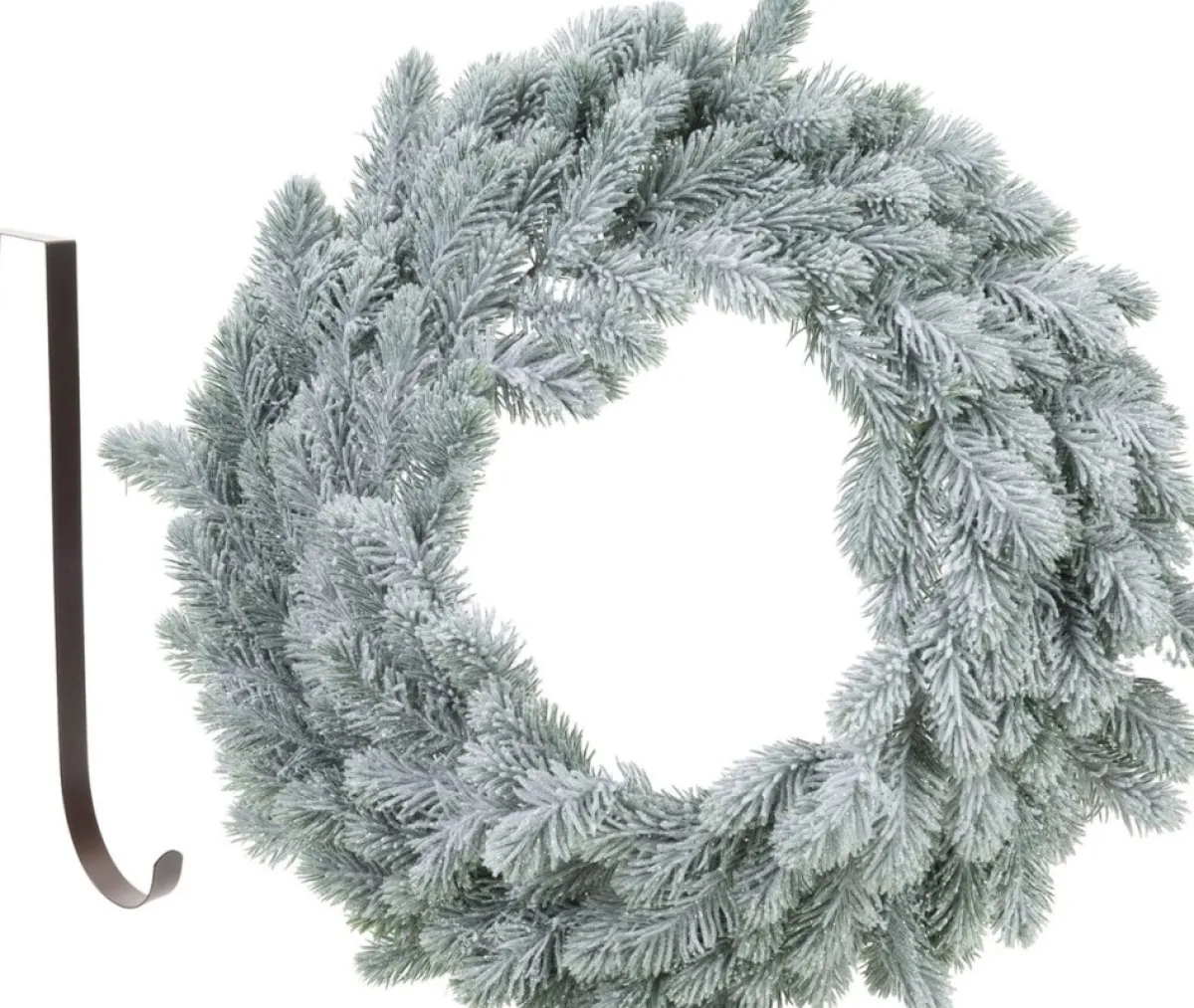 Merkloos Kerstkransen>Kerstkrans - Met Sneeuw - 46 Cm- Kunststof - Incl. Deurhanger