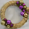 ZoeZo Design Kerstkransen>Kerstkrans - Paars - Goud - Stro - Kunststof - O 40 Cm