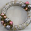 ZoeZo Design Kerstkransen>Kerstkrans - Roze - Zilver - Stro - Kunststof - O 40 Cm