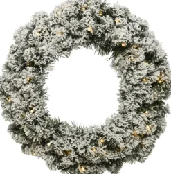 Decoris Kerstkransen>Kerstkrans Besneeuwd - Met Licht - 35Cm - Kunststof - Incl. Deurhanger