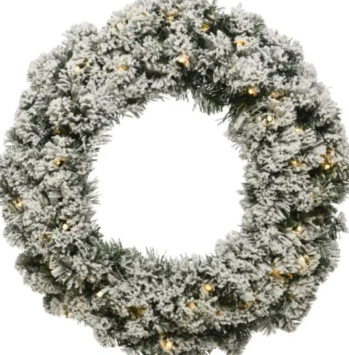 Decoris Kerstkransen>Kerstkrans Besneeuwd - Met Licht - 35Cm - Kunststof - Incl. Deurhanger