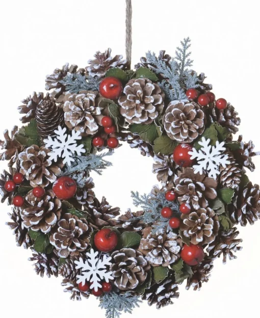 Naturn Christmas Kerstkransen>Kerstkrans Landelijk - Pinecone Snowflake | O 30 Cm | Krans Landelijk Rond | Kerstdecoratie Deurkrans | Krans Voor De Kerst | Kerstversiering Kransen | Kerstcadeau