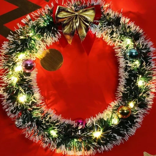 * Kerstkransen>Kerstkrans Led, Goud, 32 Cm, Kerstversiering, Deurkrans, Kerstdecoratie