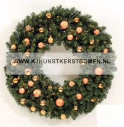 KJ Kunstkerstbomen Kerstkransen></noscript>Kerstkrans Met Warme Led Verlichting - Op Batterijen – O 90 Cm