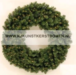KJ Kunstkerstbomen Kerstkransen></noscript>Kerstkrans Met Warme Led Verlichting - Op Batterijen – O 90 Cm