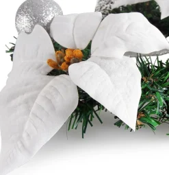 * Kerstkransen></noscript>Kerstkrans O22, Bloem, Wit