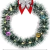 * Kerstkransen>Kerstkrans O32 Met Led Verlichting, Zilver Kleurige Strik