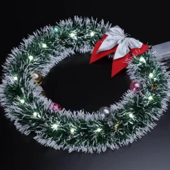 * Kerstkransen></noscript>Kerstkrans O32 Met Led Verlichting, Zilver Kleurige Strik