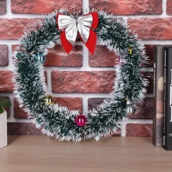 * Kerstkransen></noscript>Kerstkrans O32 Met Led Verlichting, Zilver Kleurige Strik