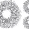 * Kerstkransen>Kerstkrans Van Lametta 50 Cm - Deurkrans Zilver - Kerstversiering Buiten - Kerstdecoratie