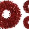 * Kerstkransen>Kerstkrans Van Lametta 50 Cm - Deurkrans Rood - Kerstversiering Buiten - Kerstdecoratie