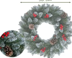 Viking Choice Kerstkransen></noscript>Kerstkrans Voordeur - 50 Cm - Met Dennenappels - En Sneeuw