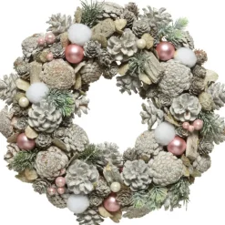 Decoris Kerstkransen>Kerstkrans/Dennenkrans - White Wash - D34 Cm - Incl. Opbergtas