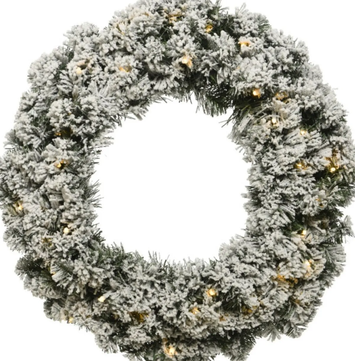 Decoris Kerstkransen>Kerstkrans/Dennenkrans Groen Met Sneeuw En Warm Witte Verlichting Met Timer 35 Cm - Verlichte Dennenkransen