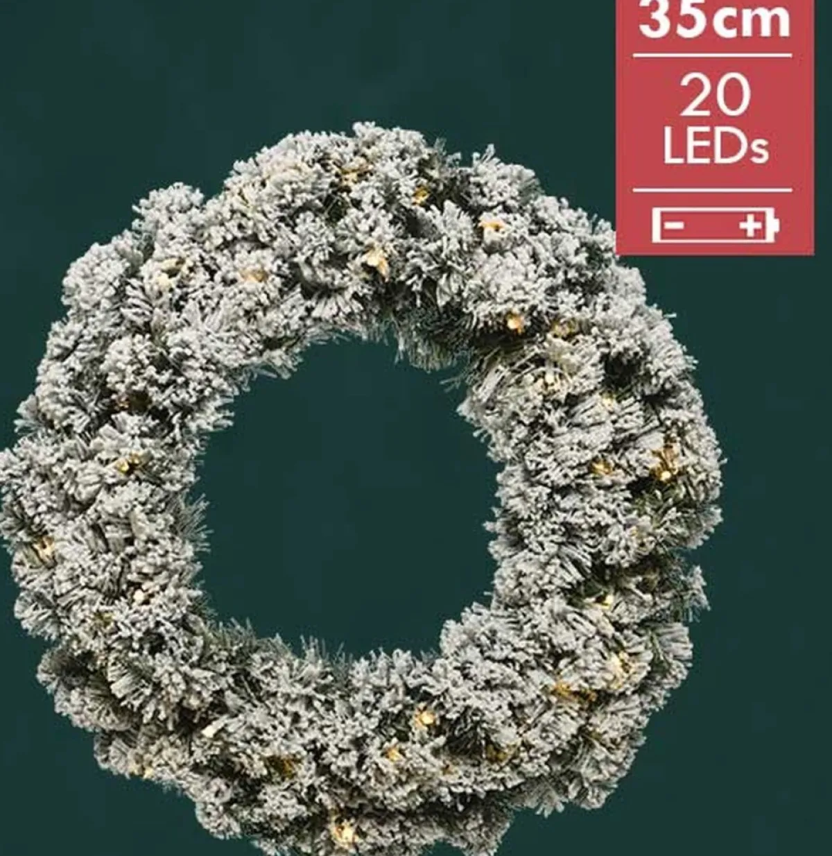Decoris Kerstkransen>Kerstkrans/Dennenkrans Groen Met Sneeuw En Warm Witte Verlichting Met Timer 35 Cm - Verlichte Dennenkransen