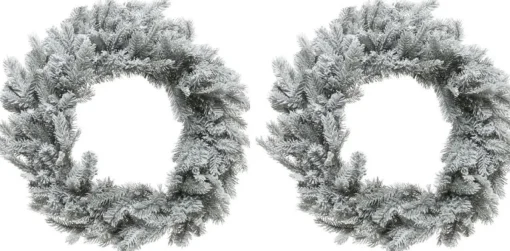 Decoris Kerstkransen>Kerstkrans/Dennenkrans Groen Met Sneeuw 50 Cm - Dennenkransen/Deurkransen Kerstversiering