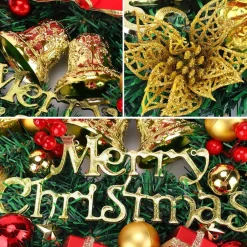 Selwo Kerstkransen></noscript>Kerstmis, 30Cm Kerstkrans Delicate Kerstdecoratiekrans, Kerstkrans Voor Deur Met Bal, Strik En Bellen, Kerstkrans Voordeur, Dennenkrans Voor Deurraamornament