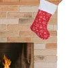 Merkloos Kerstsokken>Kerstsok - Rood - Polyester - H42 Cm - Kerstversiering