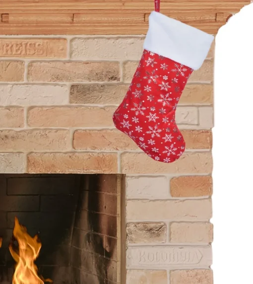 Merkloos Kerstsokken>Kerstsok - Rood - Polyester - H42 Cm - Kerstversiering