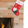 Merkloos Kerstsokken>Kerstsok - Rood Met Wit - H40 Cm - Polyester - Met Kerstman
