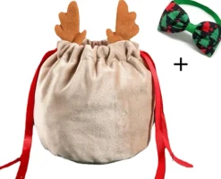 Merkloos Kerstsokken>Kerstsok Hond / Kat - Kerst Cadeau Zakje Voor De Hond / Kat Inclusief Kerststrikje - Feeststrik Hond / Kat