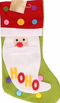 Merkloos Kerstsokken>Kerstsok Met 3D Kerstman 50 Cm - Kerstversiering