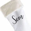 So Cute Kerstsokken>Kerstsok Met Naam Wit Met Bont Gepersonaliseerde Kerstsok