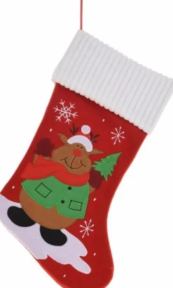 Merkloos Kerstsokken>Kerstsok Met Rendier 46 Cm - Kerstversiering