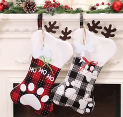 Merkloos Kerstsokken>Kerstsok Voor De Hond Ruit