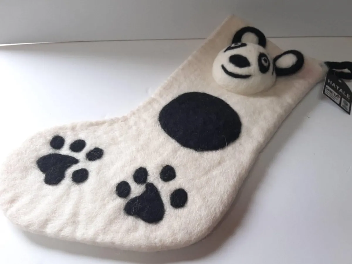 eigen Kerstsokken>Kerstsok Xl Panda Beer Fairtrade En Handgemaakt In Peru