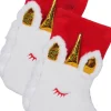 Merkloos Kerstsokken>Kerstsokken - 2 Stuks - Eenhoorn - Rood Met Goud - Polyester - 45 Cm