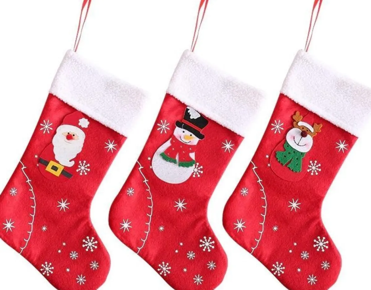 Merkloos Kerstsokken>Kerstsokken – Kerstsok – Kerstman – Poly Rood – Kerstversiering - 31 X 20 Cm - Cadeau