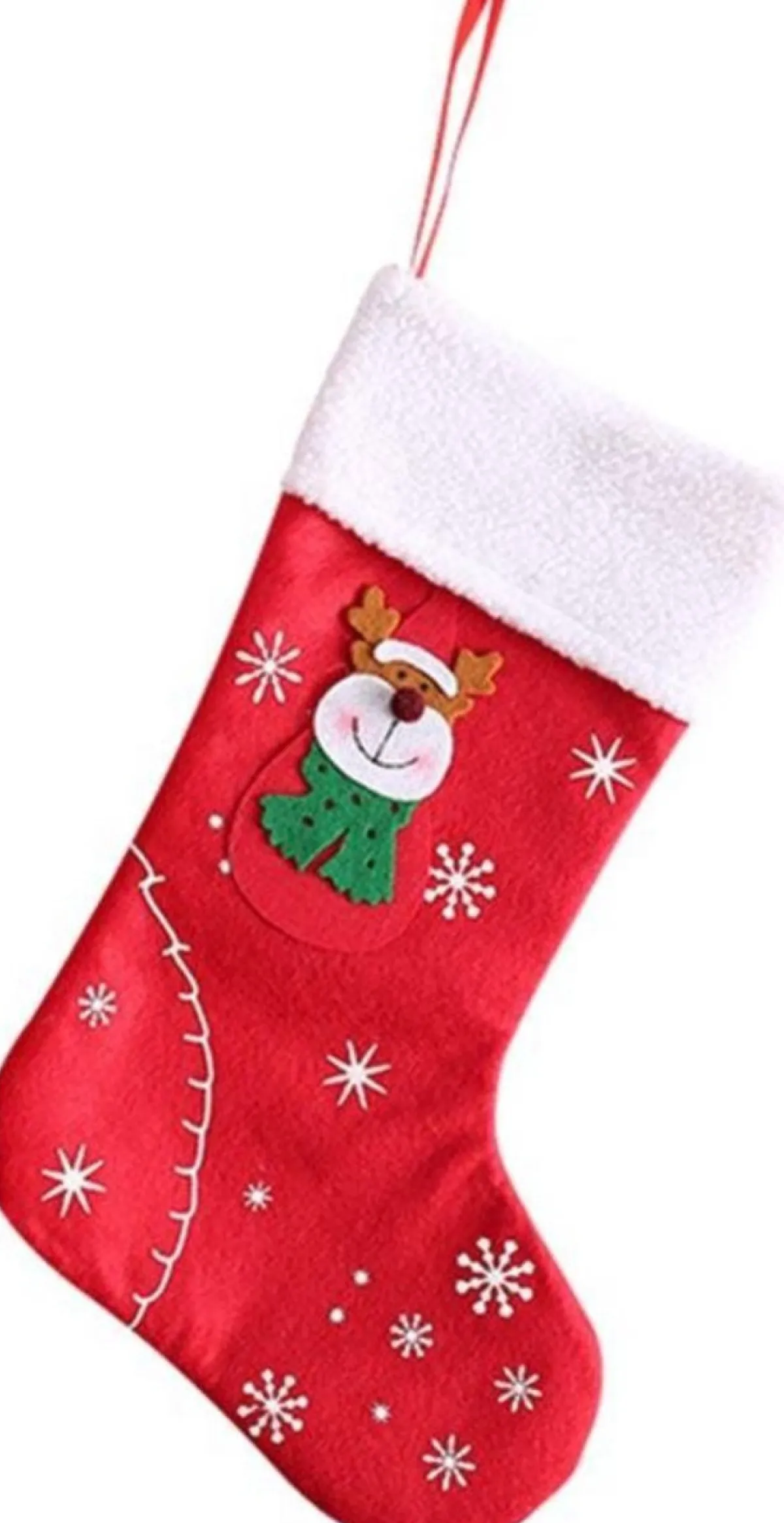 Merkloos Kerstsokken>Kerstsokken – Kerstsok – Rudolf – Poly Rood – Kerstversiering - 31 X 20 Cm - Kerst - Cadeau