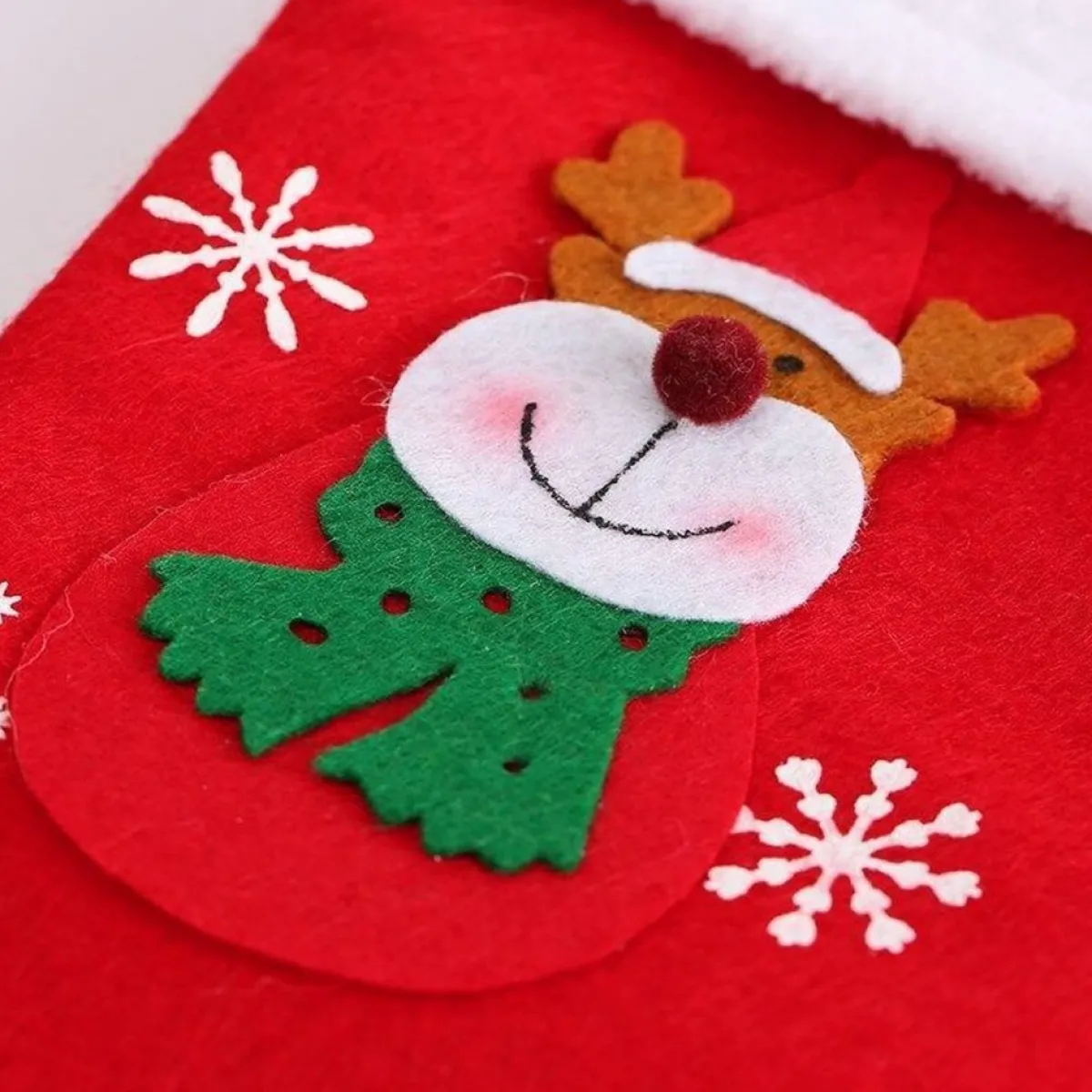 Merkloos Kerstsokken>Kerstsokken – Kerstsok – Rudolf – Poly Rood – Kerstversiering - 31 X 20 Cm - Kerst - Cadeau