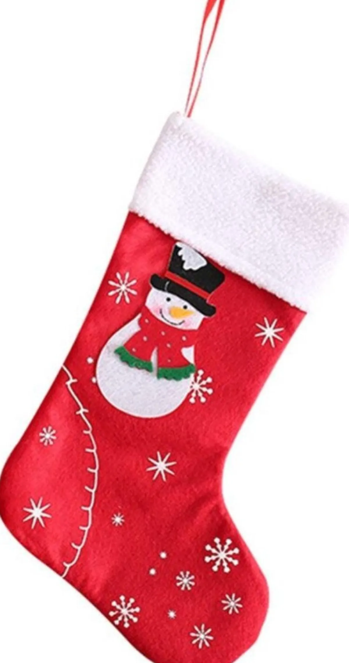 Merkloos Kerstsokken>Kerstsokken – Kerstsok – Sneeuwpop – Poly Rood – Kerstversiering - 31 X 20 Cm - Cadeau