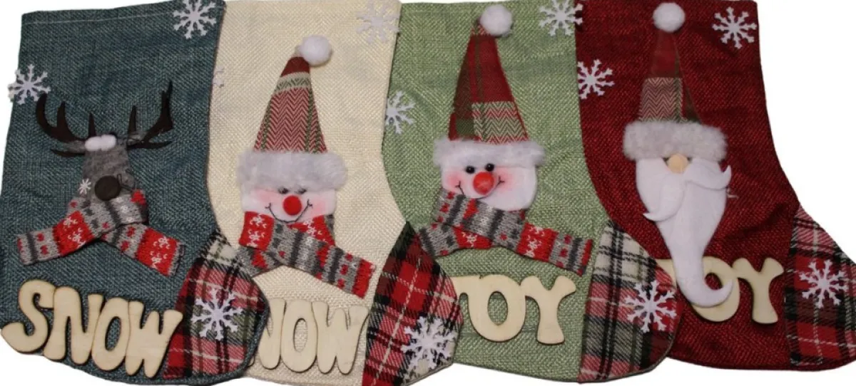 Merkloos Kerstsokken>Kerstsokken - Set Van 4 - Kerst Decoratie - Rood - Blauw - Groen - Wit