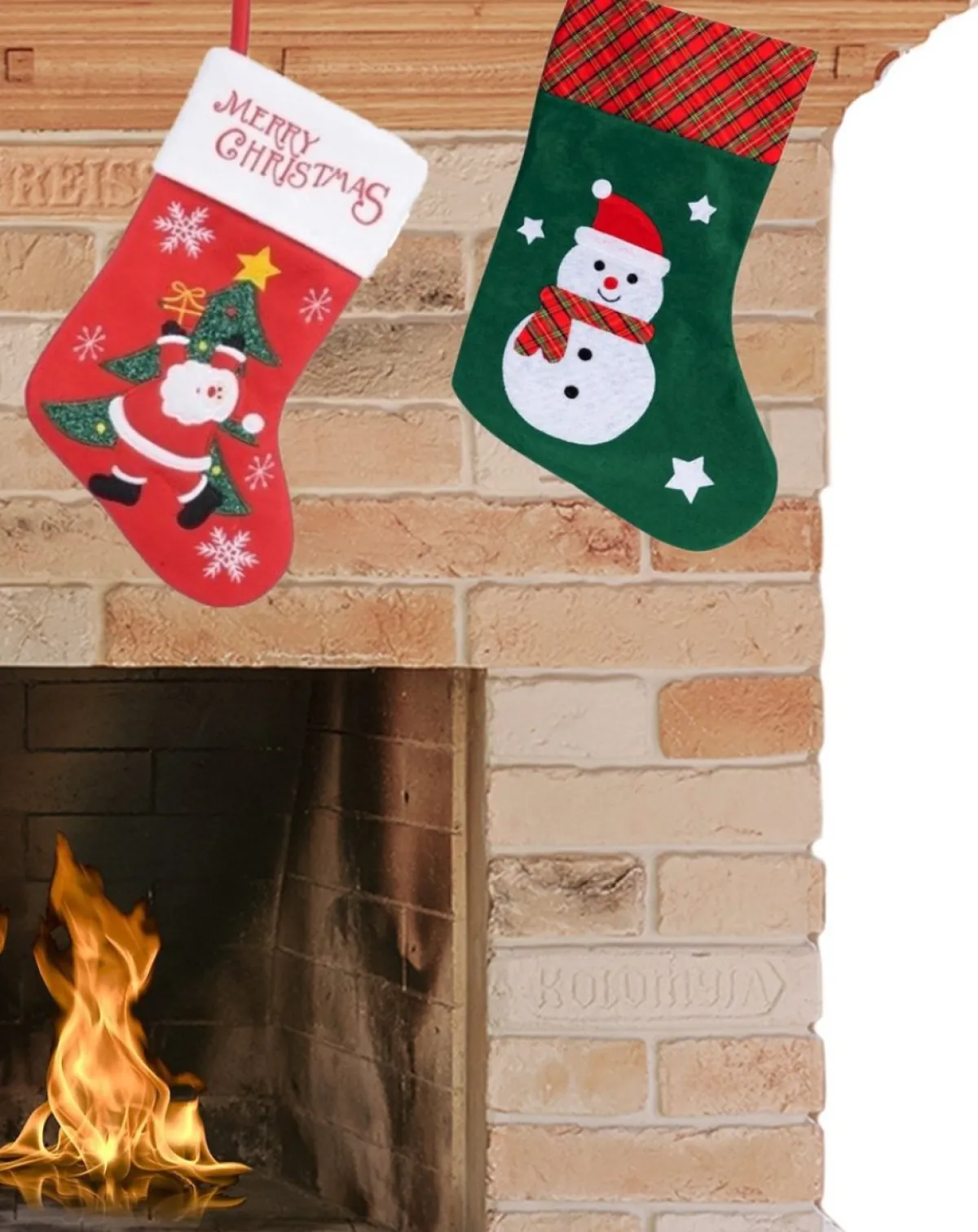 Merkloos Kerstsokken>Kerstsokken - Set Van 2X Stuks - H40 Cm En H45 Cm - Polyester